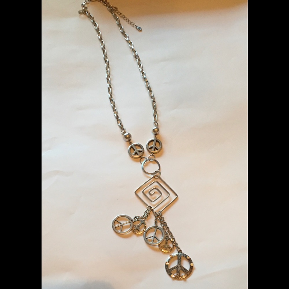 Peace Sign Necklace and Earrings.